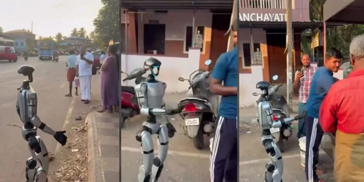 Young people beg from a robot, hilarious video goes viral.
