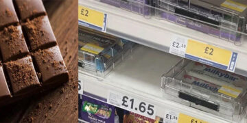 Chocolates are locked in plastic lock boxes for fear of theft.