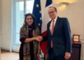 Chairperson of the Foreign Affairs Committee of the National Assembly Ms. Hina Rabbani Khar met with her French counterpart Mr. Bruno Fuchs in Paris.