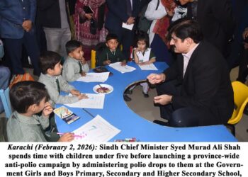 Sindh Chief Minister Syed Murad Ali Shah spends time with children under five before launching