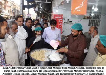 Sindh Chief Minister,during his visit to Burns Road, purchases dahi bara.