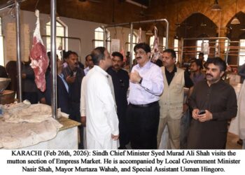 Sindh Chief Minister Syed Murad Ali Shah visits the mutton section of Empress Market.