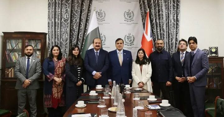 The Pakistan High Commission in London H.E. Dr. Mohammad Faisal, alongside Chairman PMYP Rana Mashhood Ahmad Khan