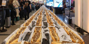 The world’s largest cheesesteak line.