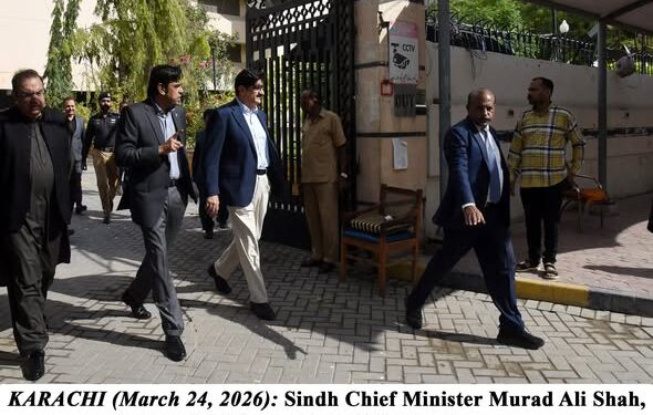Sindh Chief Minister Syed Murad Ali Shah, accompanied by Chief Secretary Asif Hyder Shah,