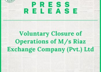 Voluntary Closure of Operations of M/s Riaz Exchange Company (Pvt.) Ltd