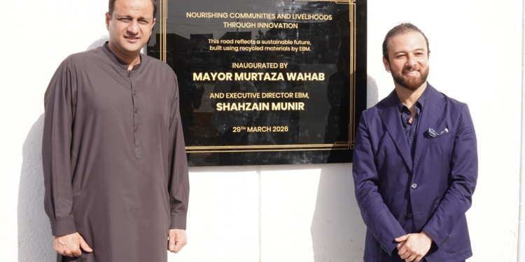 Murtaza Wahab Inaugurates Recycled Plastic Road by English Biscuit Manufacturers in Karachi