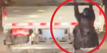 Wife hangs herself from truck to catch husband cheating.