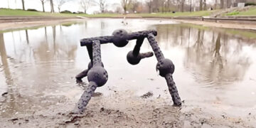 A unique robot that looks like a spider.