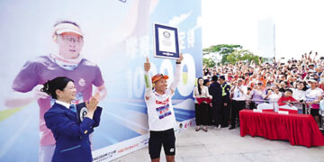 World record for running 100 kilometers a day for 100 days.