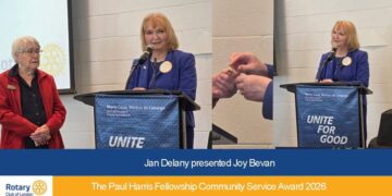 Joy Bevan Honoured with Paul Harris Fellowship Community Service Award by Rotary Club of London