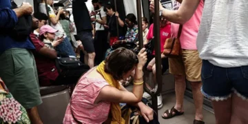 People cooling down during an intense heatwave affecting multiple European countries.