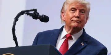 US President Donald Trump speaking about fuel prices and energy markets.