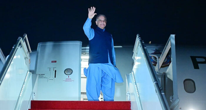 Prime Minister Shehbaz Sharif leaving Islamabad with a high-level delegation for Switzerland talks.