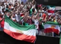 Iran national football team celebrating after the Group G match against Belgium at the 2026 FIFA World Cup.