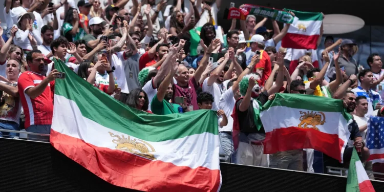 Iran national football team celebrating after the Group G match against Belgium at the 2026 FIFA World Cup.