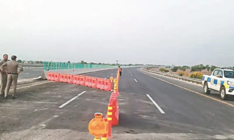 Construction equipment preparing for dualisation work on the Multan-Lodhran Road in Pakistan.