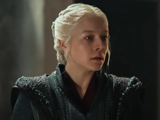 Rhaenyra seated on the Iron Throne during House of the Dragon Season 3 Episode 2.