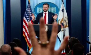 US Vice President JD Vance addressing press briefing on Iran war negotiations and provisional peace talks between US and Iran.