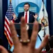 US Vice President JD Vance addressing press briefing on Iran war negotiations and provisional peace talks between US and Iran.