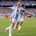 Lionel Messi celebrating after scoring a hat-trick for Argentina