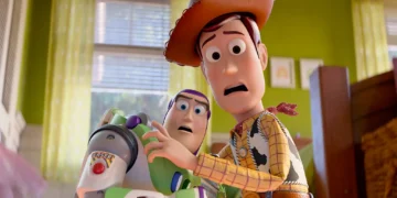 Toy Story characters reacting to a glowing tablet representing digital media.