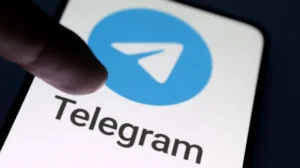 Telegram logo with Indian court and student protest over NEET exam leak