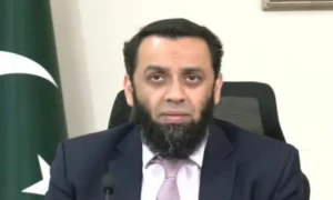 Attaullah Tarar speaking during federal budget media briefing in Pakistan