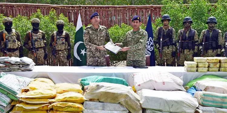 Large narcotics consignment seized during joint counter-smuggling operation off Gwadar coast.