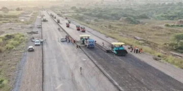 Map showing Peshawar-Torkham Motorway route with construction delays and cost overrun concerns highlighted