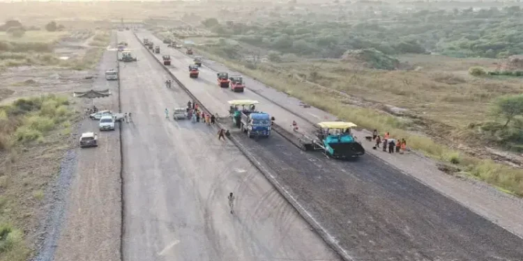 Map showing Peshawar-Torkham Motorway route with construction delays and cost overrun concerns highlighted