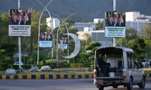 Official arrival of Iranian President Masoud Pezeshkian during visit to Pakistan.