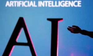 Illustration of AI cyber security threat warning from intelligence agencies and digital network security systems