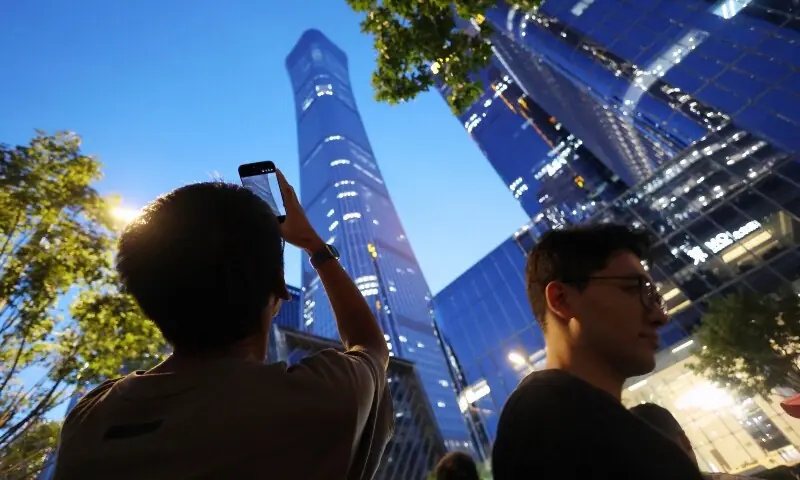 Police and emergency response near CITIC Tower in Beijing after aircraft incident