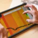 Farmer using digital technology and artificial intelligence tools for modern agricultural planning.