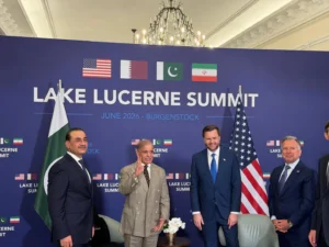 Delegations from the United States and Iran attending diplomatic talks in Switzerland.