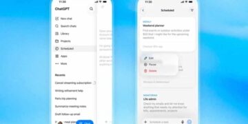 ChatGPT interface showing new scheduled tasks feature in sidebar.