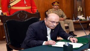President Asif Ali Zardari signs the OGRA Amendment Ordinance 2026 at President House.