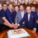 Consul General of China Yang Yundong along with Ishtiaq Baig cutting the cake at a reception