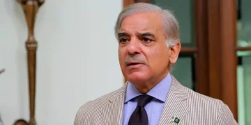 Pakistani Prime Minister Shehbaz Sharif speaking with Iranian President Masoud Pezeshkian during Islamabad MoU diplomatic talks