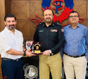 Officials from PTA-SZ and Sindh Police discuss industrial security in Karachi meeting. PHOTO BY THE AZB