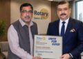 Rotary International District 3271 presenting Peace Award to Shaikh Imtiaz Hussain.