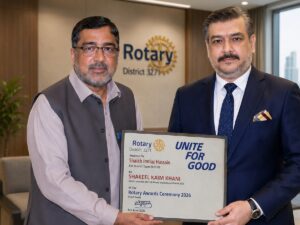 Rotary International District 3271 presenting Peace Award to Shaikh Imtiaz Hussain.