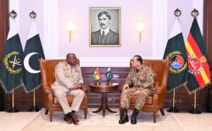 Pakistan and Ghana military officials holding defence cooperation meeting at GHQ
