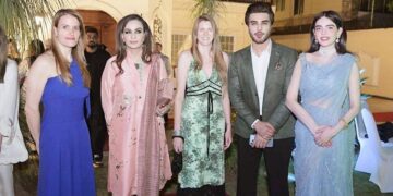 Diplomatic guests attending dinner with live jazz hosted by Senate Chairman in Islamabad