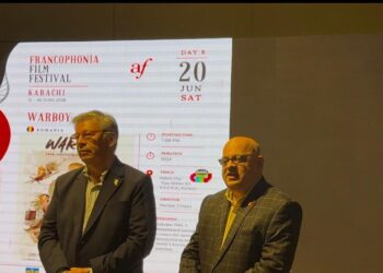 Audience attending the Romanian film Warboy screening during the Francophonie Film Festival 2026 in Karachi.