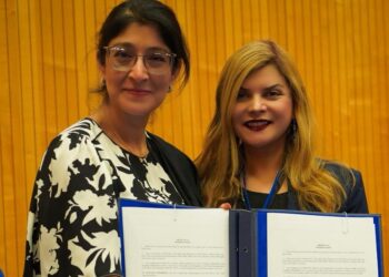 Representatives of UNOOSA and Dawood Global Foundation signing MoU to expand opportunities for young women in the global space sector.