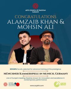 Arts Council of Pakistan Karachi faculty chosen for residency at Münchner Kammerspiele in Munich.