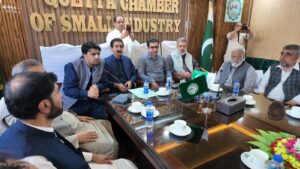 Participants at NETP seminar in Quetta discussing agriculture and livestock export opportunities.