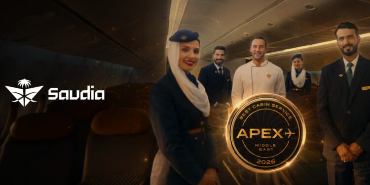 Saudia airline cabin crew and aircraft recognised with APEX cabin service award